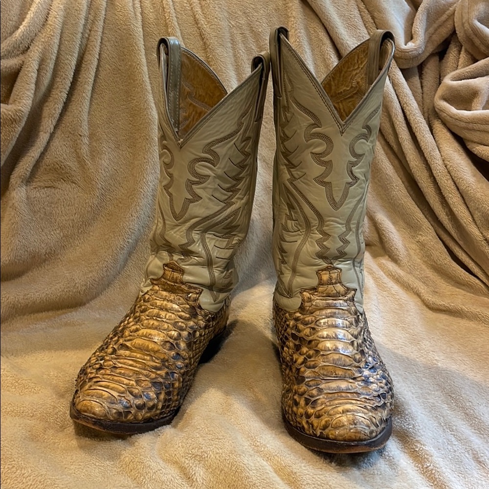 Snakeskin Cowboy Boots with Embossed Design